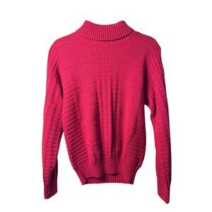 VTG Kenneth Too Womens Ribbed Turtleneck Cozy Sweater Pink Barbiecore Winterwear